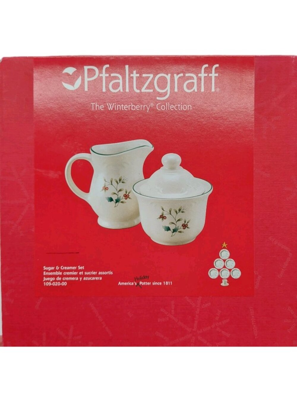 Pfaltzgraff WINTERBERRY Pattern Covered Sugar & Creamer Set NIB